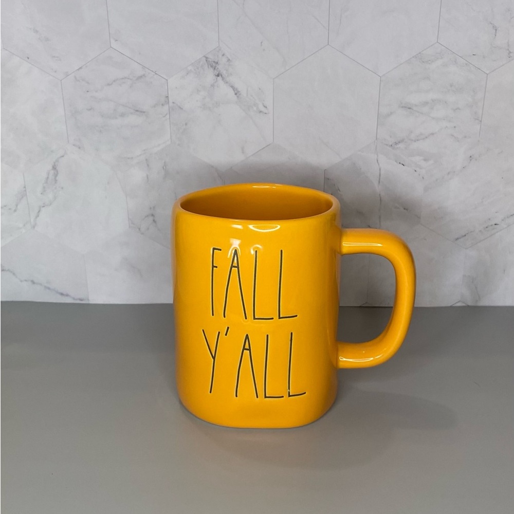 Rae Dunn ARTISAN COLLECTION Autumn Orange Etched “FALL Y'ALL” Ceramic Mug, 16oz